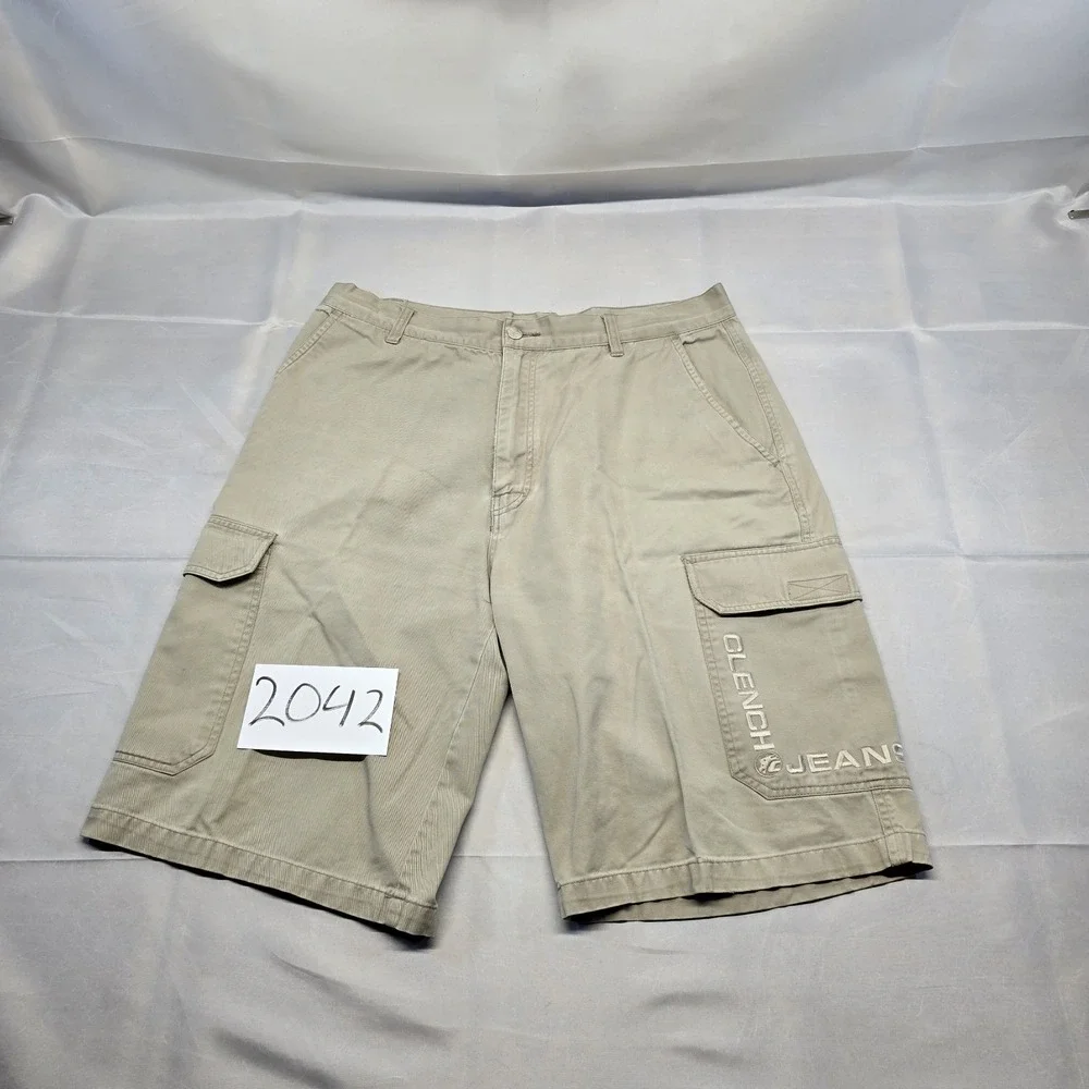Clench Khaki Cargo‎ Shorts Men 34x12 Y2k